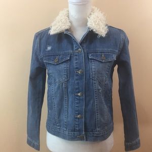 Embroidered denim jacket women’s sz s new